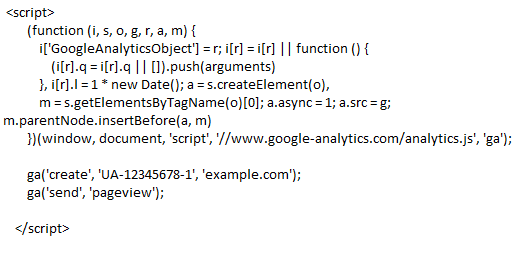 Universal Analytics code example