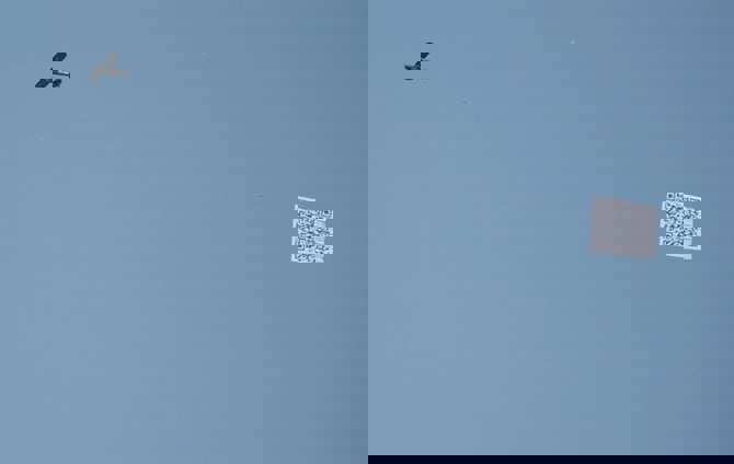 A QR code on an airplane banner