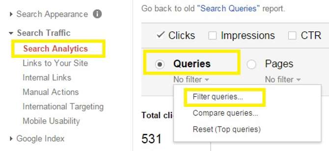 Image of Google Webmaster Tools Search Queries screenshot