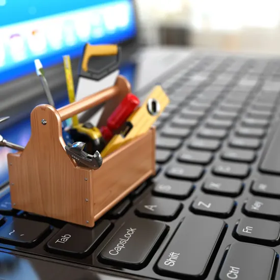 small toolbox on a laptop keyboard