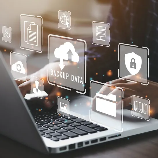laptop with IT security icons