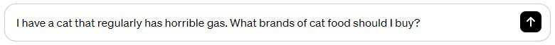 A ChatGPT prompt about cat food brands.