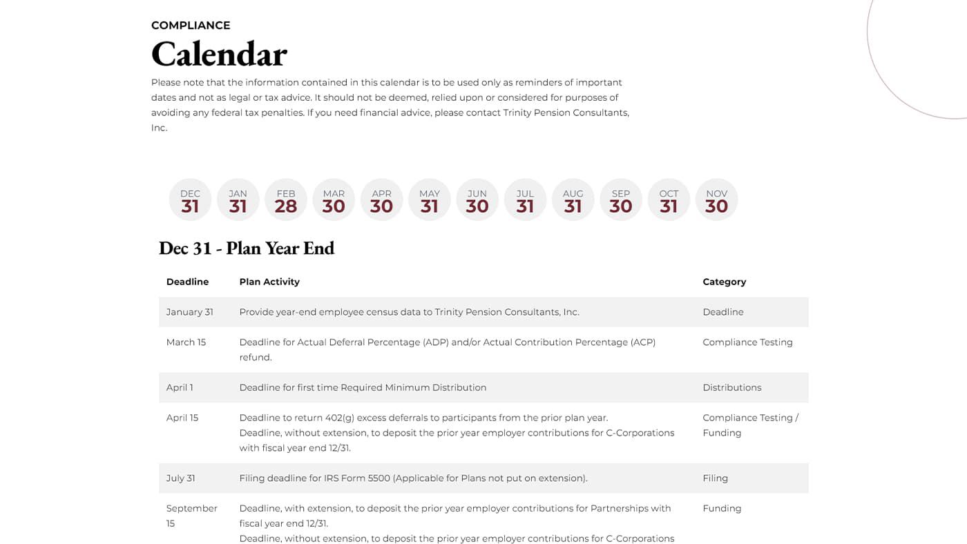 Compliance Calendar