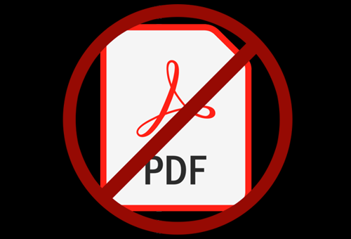 A &quot;no&quot; sign over PDF-only content.