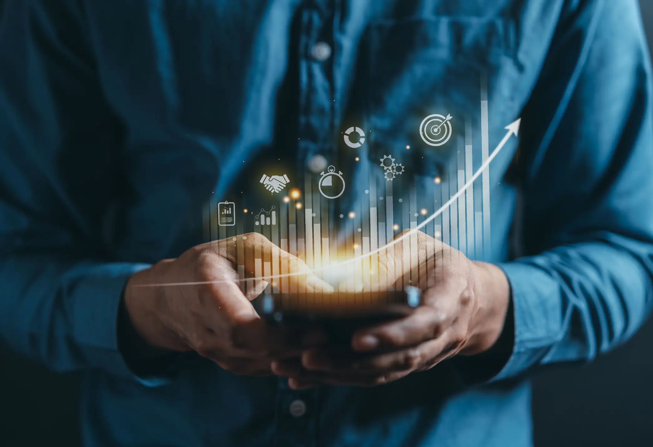 graph data above a phone