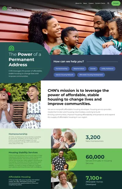 CHN redesigned website homepage