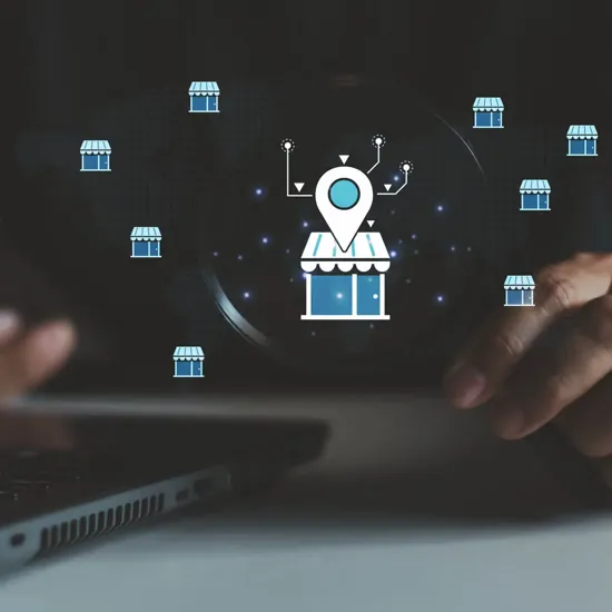 laptop with shop icons