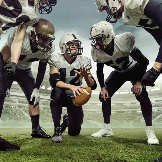 football team in a huddle